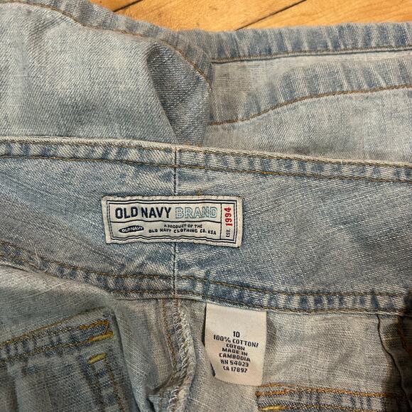 Y2K Old Navy Mini Denim Carpenter Skirt Womens 10 Lightwash Flap Pockets Utility - Picture 2 of 7